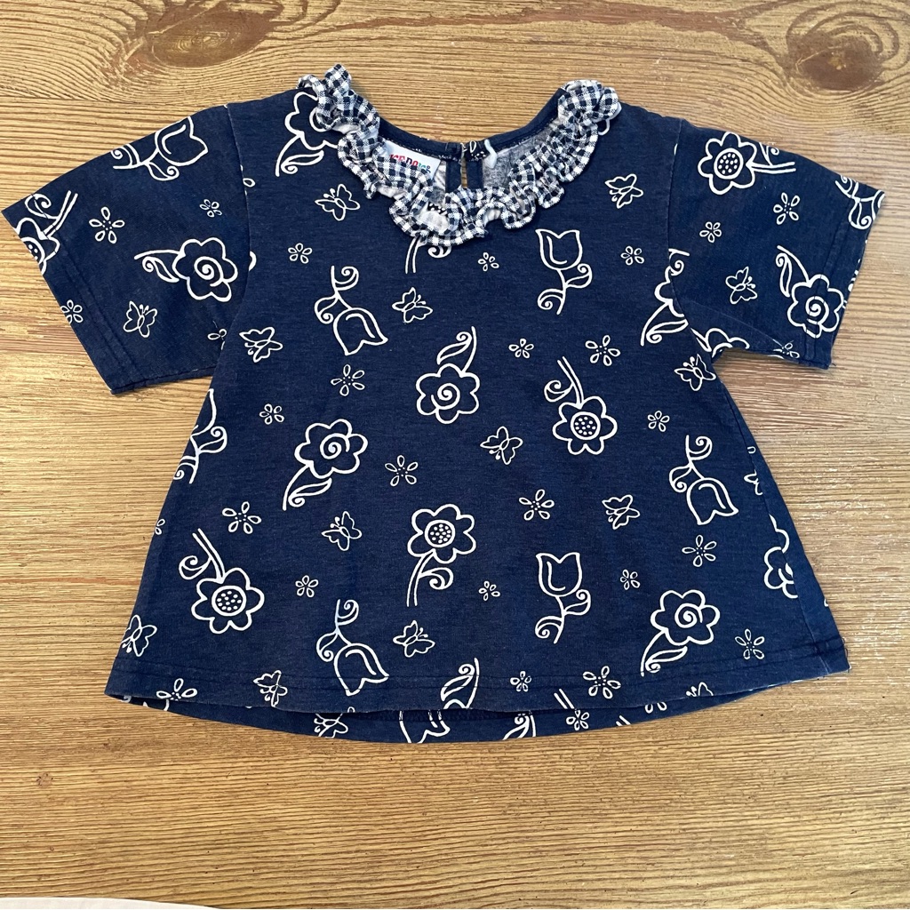 Vintage 90s Okie Dokie Girls Navy Floral Top